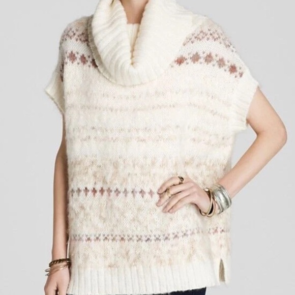 Free People Sweaters - Free People Cream and Tan Cowl Neck Sweater